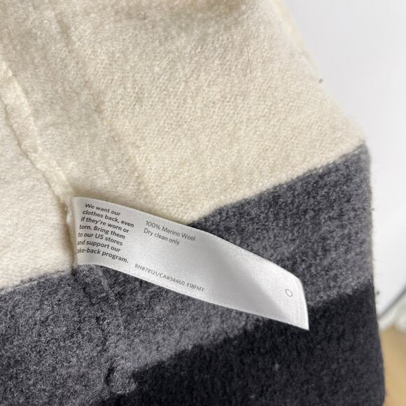 Eileen Fisher XXS Gray Cream Felted Merino Wool Stripe Long Cardigan Sweater - Picture 6 of 6